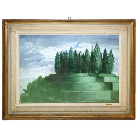 Alberto Sughi (Cesena 1928 - Bologna 2012)  - Paesaggio di Romagna, &#39;70