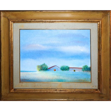 Giovanni Omiccioli (Roma 1901 - 1975)  - Paesaggio con case