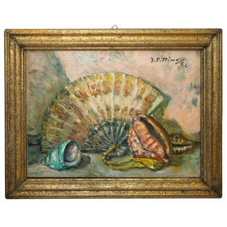 Fred Pittino (Dogna 1906 - Udine 1991)  - Conchiglie e ventaglio, 1982