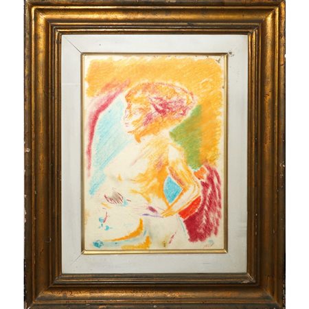 Aligi Sassu (Milano 17/07/1912 - Pollença 17/07/2000)  - La rossa al caffè, 1959