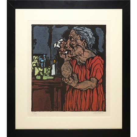 Domenico Cantatore (Ruvo di Puglia 1906 - Parigi, Francia 1998)  - Anziana