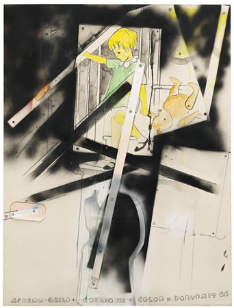 Mario Schifano 1934 - 1998 AFDERA + CHILD + BOCCIONI + COLOR = PORTRAIT 66...