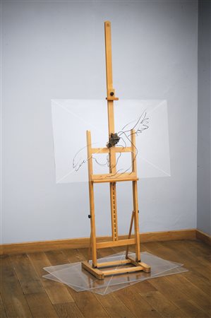 Giulio Paolini N. 1940 LE CYGNE NOIR cavalletto, inchiostro nero su...