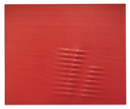 Agostino Bonalumi 1935 - 2013 ROSSO firmato e datato 85 sul retro tela...