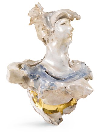 Lucio Fontana 1899 - 1968 BUSTO FEMMINILE siglato sul dorso ceramica colorata...