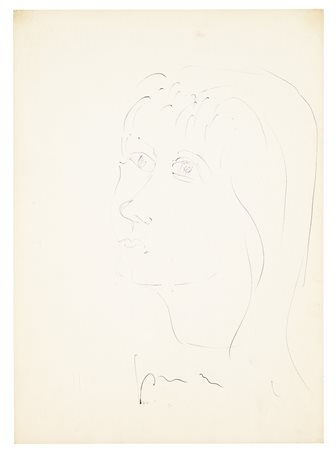 Lucio Fontana 1899 - 1968 RITRATTO FEMMINILE firmato penna a sfera nera su...