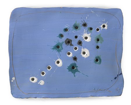 Lucio Fontana 1899 - 1968 CONCETTO SPAZIALE firmato e datato 51 terracotta...