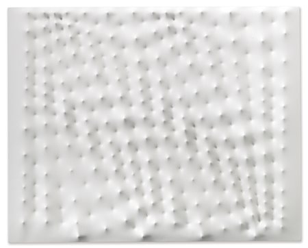 Enrico Castellani N. 1930 SUPERFICIE BIANCA firmato, intitolato e datato 1985...