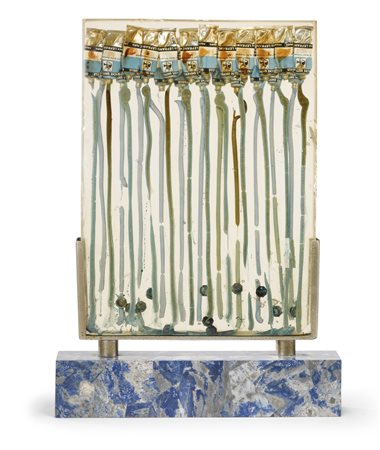 Arman 1928 - 2005 ACCUMULATION firmato resina, tubetti di colore, alluminio e...