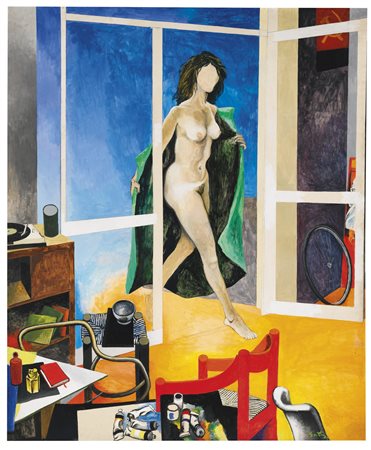 Renato Guttuso 1912 - 1987 LE VISITE firmato olio e collage su carta su carta...