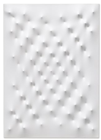 Enrico Castellani N. 1930 SUPERFICIE BIANCA firmato, intitolato e datato 2002...