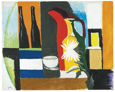 Renato Guttuso 1912-1987 DA MORANDI (OMAGGIO A MORANDI) firmato olio su tela...