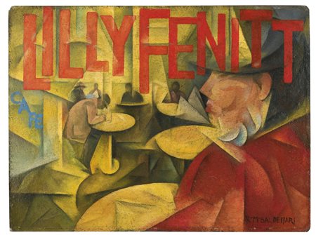 Roberto Marcello Baldessari 1894-1965 LILLY FENITT firmato olio su cartone cm...
