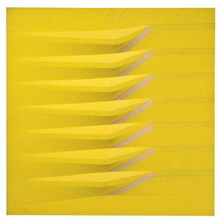 Agostino Bonalumi 1935-2013 GIALLO firmato e datato 83 sul retro tela...