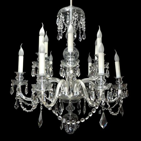 Lampadario in vetro di Boemia con brindoli