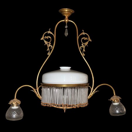 Lampadario Liberty, coppa centrale e 2 laterali, Liberty