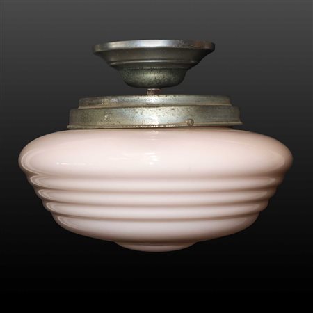 Lampadario Decò in opaline rosa, 1920s