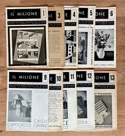 BOLLETTINI DELLA GALLERIA DEL MILIONE, MILANO - Lotto unico di 10 bollettini della storica galleria milanese