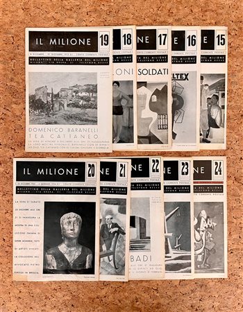 BOLLETTINI DELLA GALLERIA DEL MILIONE, MILANO - Lotto unico di 10 bollettini della storica galleria milanese