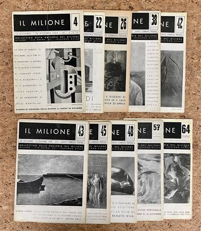 BOLLETTINI DELLA GALLERIA DEL MILIONE, MILANO - Lotto unico di 10 bollettini della storica galleria milanese
