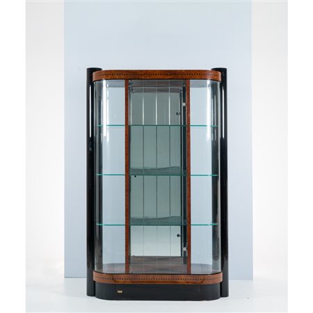 SCATTOLIN, Vetrina in legno di radica e legno laccato