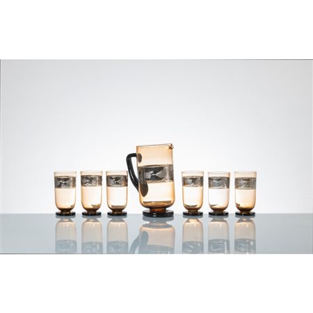 MAESTRI MURANESI, Sei bicchieri ed una caraffa in vetro