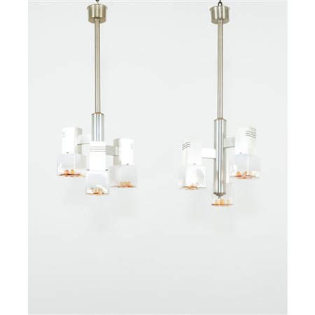 GAETANO SCIOLARI (Attr.le), Coppia di lampade a sospensione