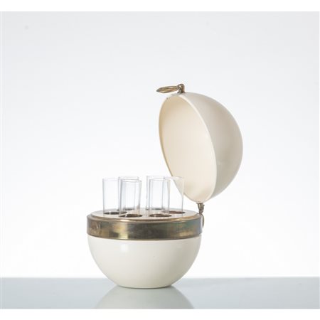 PRODUZIONE ITALIANA 1970 ca., Portabicchieri con 6 bicchieri