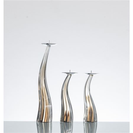 GIULIANO TOSI, Tre candelieri in vetro
