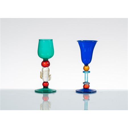MAESTRI MURANESI, Due bicchieri in vetro