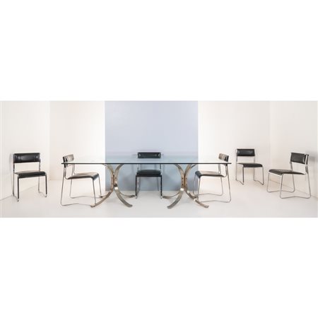 PRODUZIONE ITALIANA 1970 ca., Tavolo e sei sedie