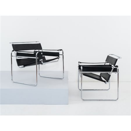 MARCEL BREUER, Coppia poltrone riedizione "B3" o "Wassily"