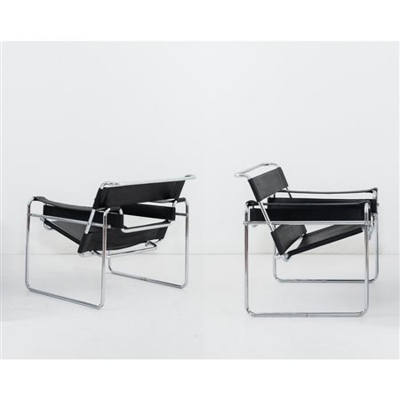 MARCEL BREUER, Coppia poltrone riedizione "B3" o "Wassily"