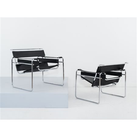 MARCEL BREUER, Coppia poltrone riedizione "B3" o "Wassily"