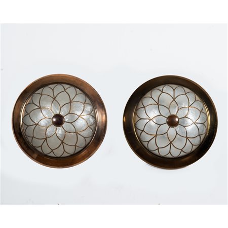 PRODUZIONE ITALIANA 1980 ca., Coppia lampade soffitto/parete