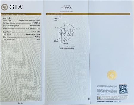 DIAMANTE NATURAL POLISHED 0,25 FANCY GIALLO INTENSO - - GIA - F10502A-17