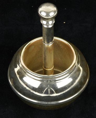 PORTA STUZZICADENTI in metallo argentato Italia, anni '70 cm 8