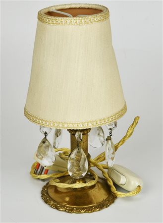 ABAT-JOUR in Stile Impero in ottone con gocce di cristallo e paralume h cm...