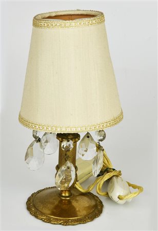 ABAT-JOUR in Stile Impero in ottone con gocce di cristallo e paralume h cm...