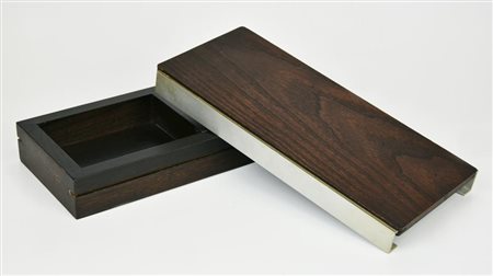 SCATOLA PORTA CARTE DA GIOCO in legno e metallo cm 23,5x10x4