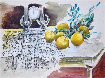 GASPARRI ALBERTO Roma 1956 "Arance con orologio"