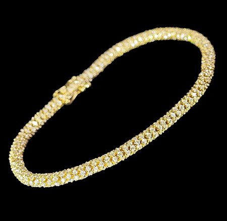 Bracciale tennis in oro giallo 14K con diamanti lab-grown taglio brillante rotondo