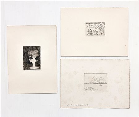 GIOVANNI OMICCIOLI (1901-1975)  Lotto unico composto da 3 acqueforti