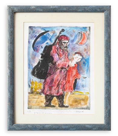 TRENTO LONGARETTI (1916-2017) - Vecchio mendicante e bambino in rosa