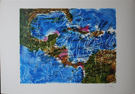 MARIO SCHIFANO, "Veduta (cartina)"