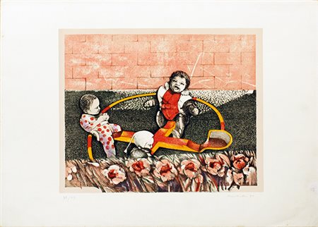 FIRMA ILLEGGIBILE, "Bambini al parco", 1981