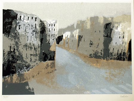 LUCIANO TEDESCO, "Veduta di città", anni '80