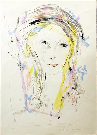 ERNESTO TRECCANI, "Ritratto di donna", anni '80