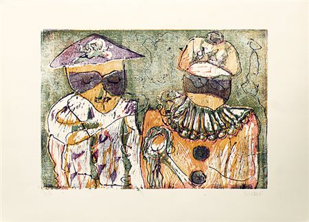 ANTONIO BARBERI, "Arlecchino e pulcinella", anni '80