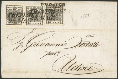 Antichi Stati Italiani - Lombardo Veneto - Lettera affrancata con tre 10 cent (2)